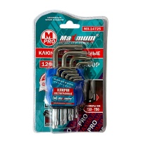 Набор шестигранников TORX мини из 9 предметов, T10-T50 мм, 120 мм, "MAXIMUM" MX 14725 Набор шестигранников TORX мини из 9 предметов, T10-T50 мм, 120 мм, "MAXIMUM" MX 14725