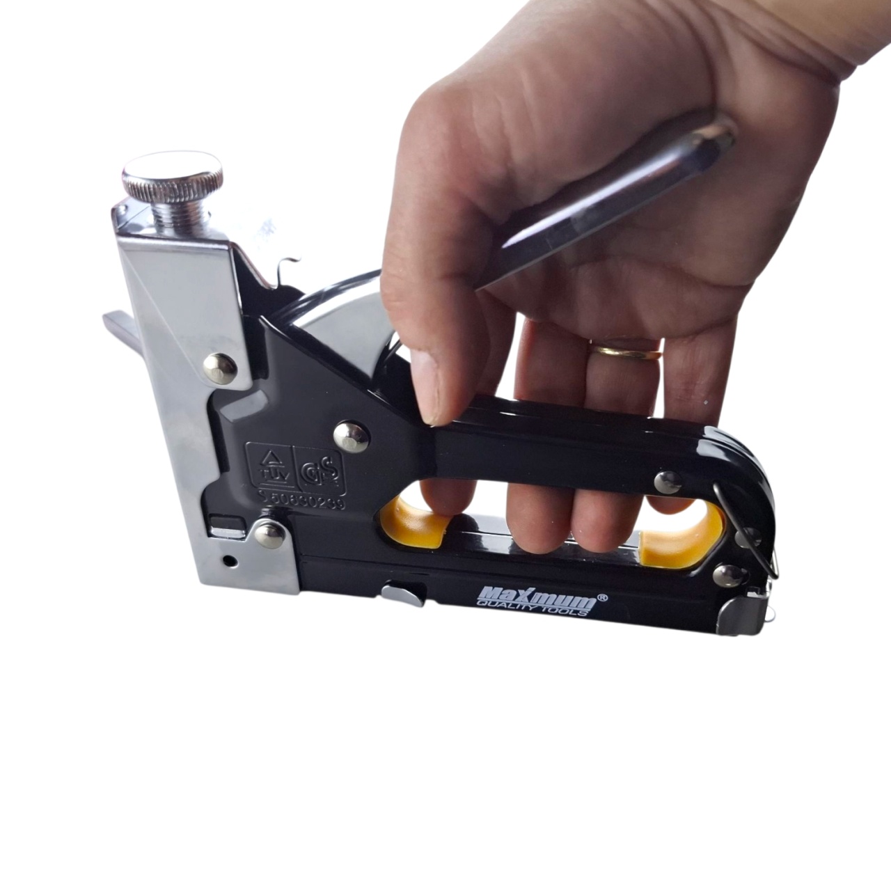 степлер мебельный 3 в 1, с набором скоб, стальной черный,  "maximum" (максимум) mx 46504 оптом