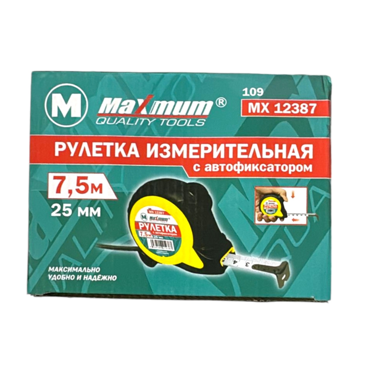 Купить оптом Рулетка измерительная с автофиксатором ленты 7,5 м*25 мм, ТИП 109, "MAXIMUM" MX 12387 (2464) (2464) рулетка измерительная с автофиксатором ленты 7,5 м*25 мм, тип 109, "maximum" mx 12387 (2464) (2464) оптом