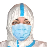 Купить оптом Комбинезон (костюм)  защитный XXXL с бахилами и капюшоном, на молнии, 260 гр. Комбинезон (костюм)  защитный XXXL с бахилами и капюшоном, на молнии, 260 гр. оптом