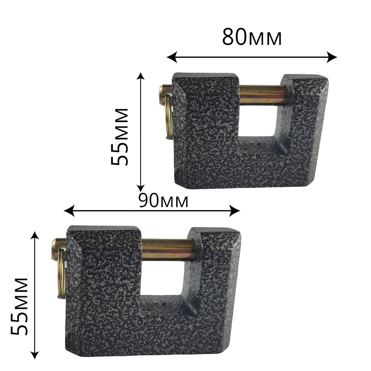 Купить оптом Замок амбарный 80 мм, прямоугольный, серый Замок амбарный 80 мм, прямоугольный, серый оптом