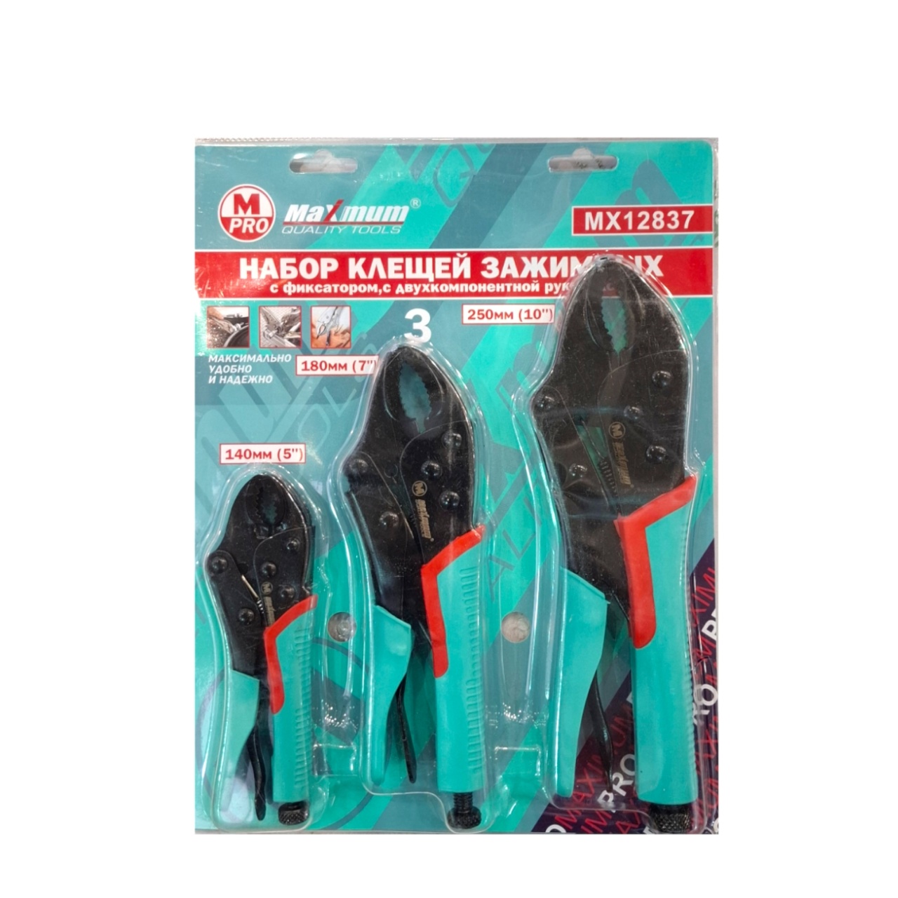 Купить оптом Набор клещей зажимных Cr-V с фиксатором 140/180/250 мм, прорезиненные, "MAXIMUM" 188 MX 12837 набор клещей зажимных cr-v с фиксатором 140/180/250 мм, прорезиненные, "maximum" 188 mx 12837 оптом