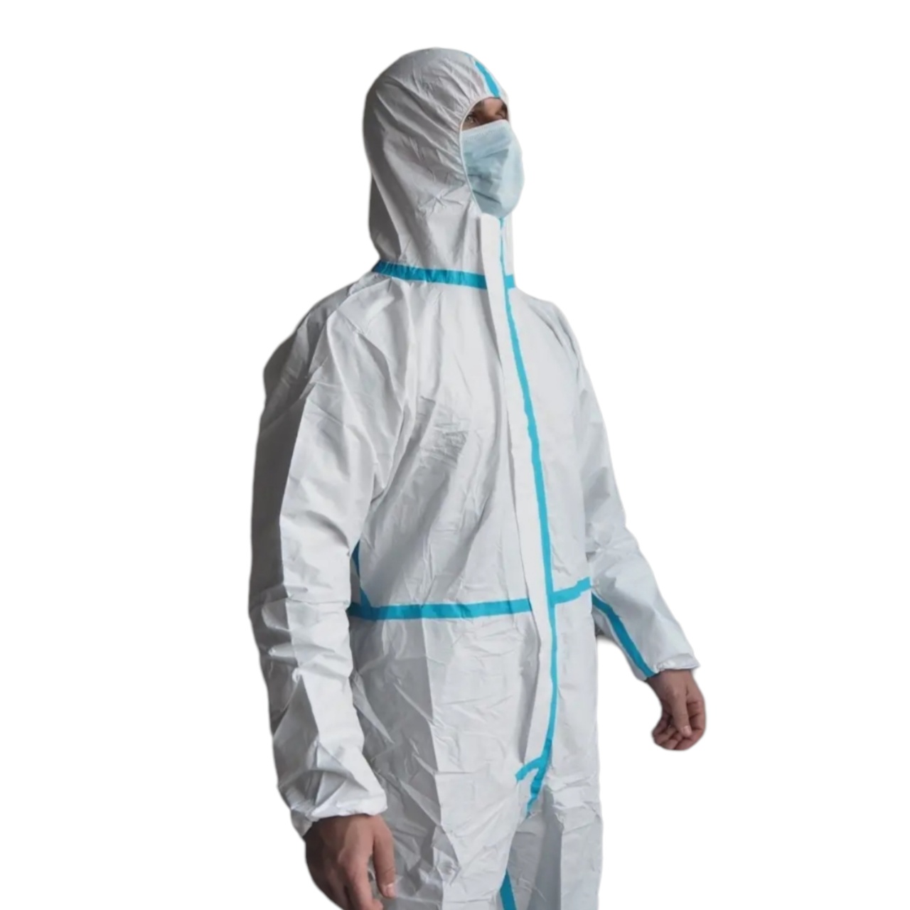 Купить оптом Комбинезон (костюм)  защитный XXXL с бахилами и капюшоном, на молнии, 260 гр. Комбинезон (костюм)  защитный XXXL с бахилами и капюшоном, на молнии, 260 гр. оптом