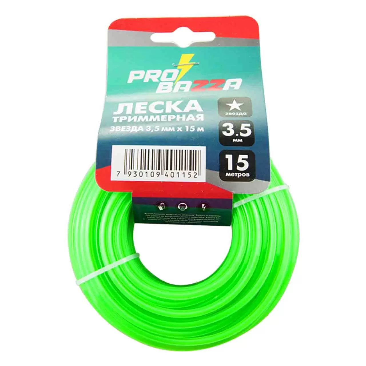 Леска для триммеров 3.5ммx15м, звезда, "Probazza" 999-78 Леска для триммеров 3.5ммx15м, звезда, "Probazza" 999-78