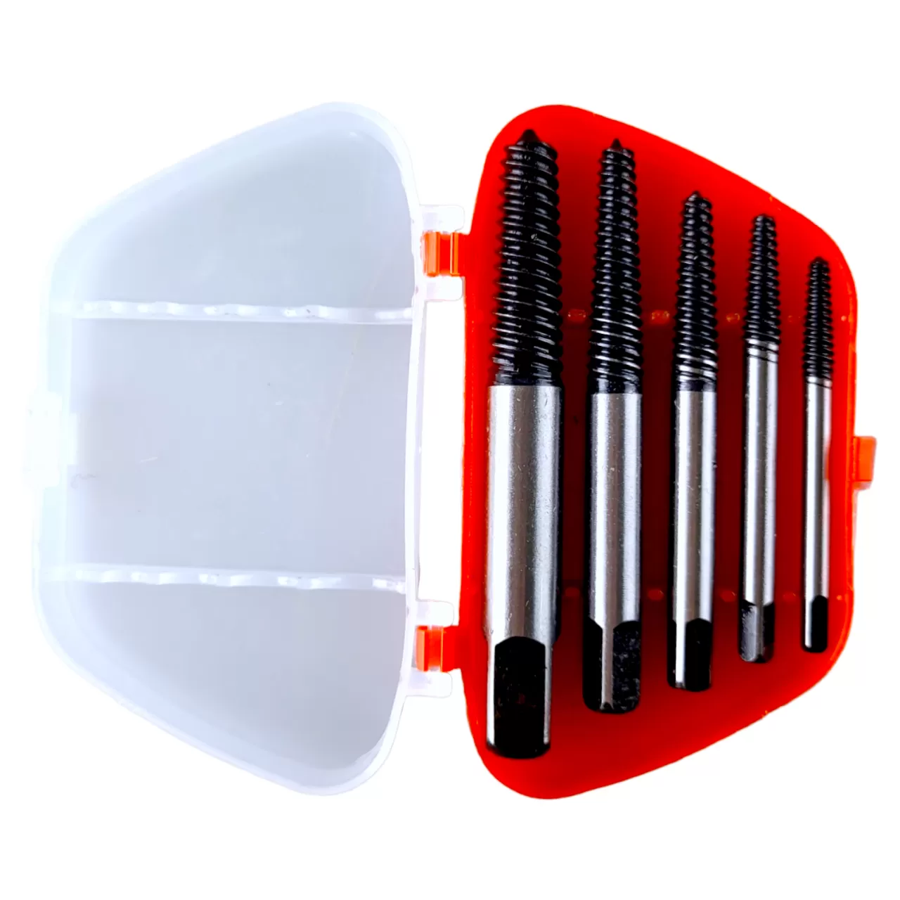 Набор экстракторов болтов HSS, 5 предметов, М3-М18, в пластиковом футляре Набор экстракторов болтов HSS, 5 предметов, М3-М18, в пластиковом футляре