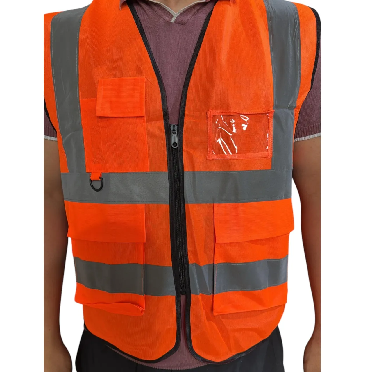 Жилет сигнальный светоотражающий на молнии с карманами XXXL, оранжевый (кратно 50 шт) Жилет сигнальный светоотражающий на молнии с карманами XXXL, оранжевый (кратно 50 шт)