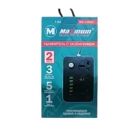 Удлинитель с заземлением 2 м, плоский, 3 розетки EU_UK_US, 5 USB портов,Type C,T05, "MAXIMUM" MX 148 Удлинитель с заземлением 2 м, плоский, 3 розетки EU_UK_US, 5 USB портов,Type C,T05, "MAXIMUM" MX 148