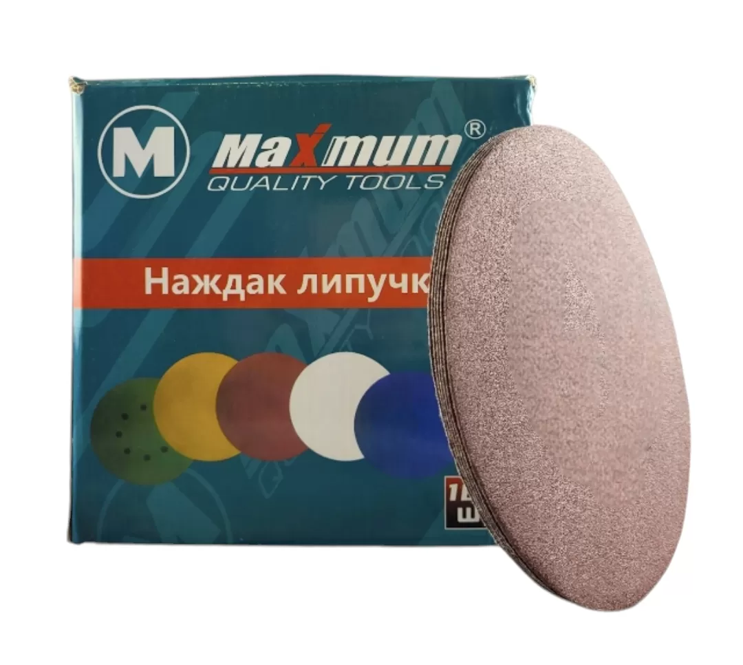 Шлифовальный круг на липучке 180 мм P 100, "MAXIMUM" (кратно 100 шт) Шлифовальный круг на липучке 180 мм P 100, "MAXIMUM" (кратно 100 шт)