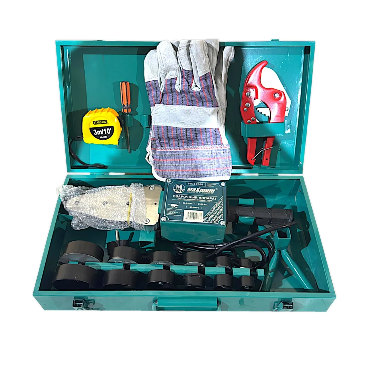 Сварочный аппарат для полипропиленовых труб, набор, 20-63 мм, 30-300 C⁰,2900 Вт, «Maximum» MX 17368 Сварочный аппарат для полипропиленовых труб, набор, 20-63 мм, 30-300 C⁰,2900 Вт, «Maximum» MX 17368