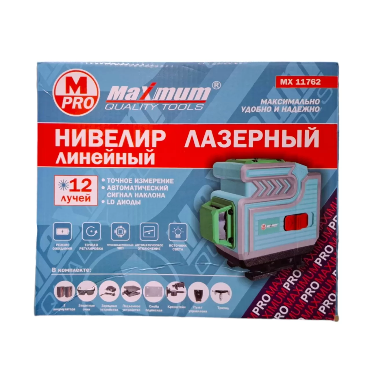 Уровень лазерный самовыравнивающийся,12 линий, зеленый луч, «Maximum» (2801) Уровень лазерный самовыравнивающийся,12 линий, зеленый луч, «Maximum» (2801)